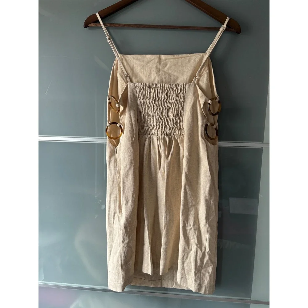 Anthropologie side cut out Cream Mini Dress with Spaghetti Straps